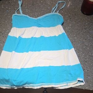 Babydoll Tank Blue And White Striped